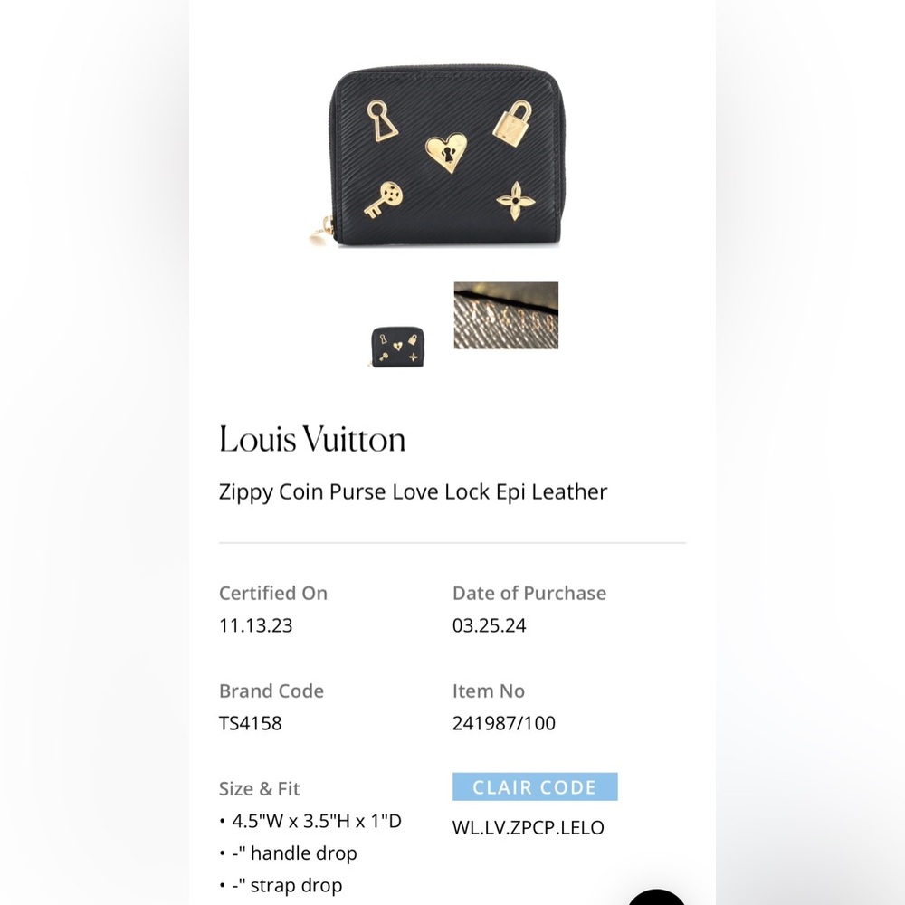 Louis Vuitton Zippy Wallet Love Lock Black Epi Leather - Picture 9 of 9